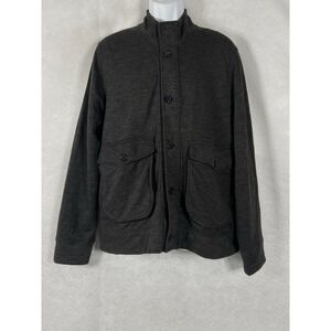 Billy Reid Cardigan Men's Large Gray Collared‎ Pockets Button Up Long Sleeve